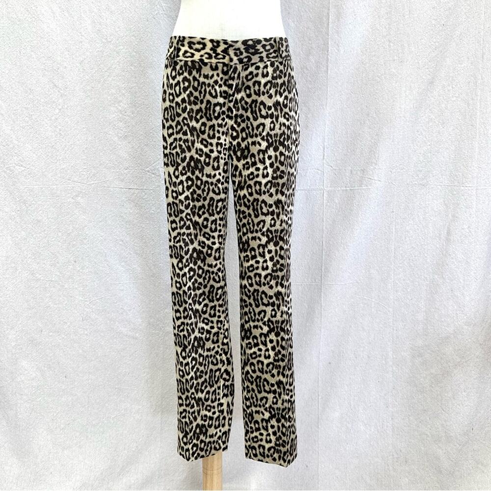 Banana Republic‎ mid rise honey gold leopard print dress pants straight leg 6